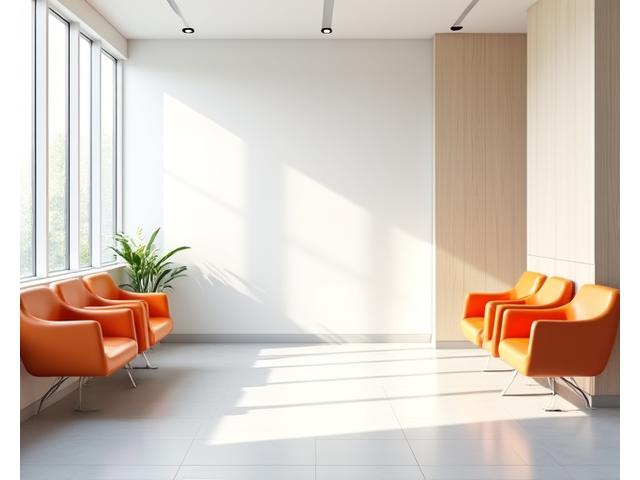 Clean, modern medical clinic waiting area with natural light.