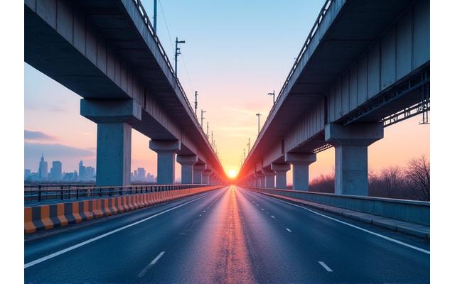 Modern bridge infrastructure at dusk