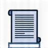 Illustration of a legal document and scales of justice, representing legal basis for data processing.