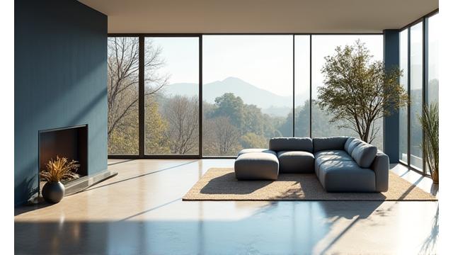 Interior of a modern luxury home, showcasing sleek floors and comfortable ambiance