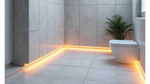 A luxurious bathroom with a warm, heated tiled floor