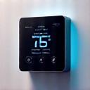 Sleek, minimalist smart thermostat displaying temperature and climate settings